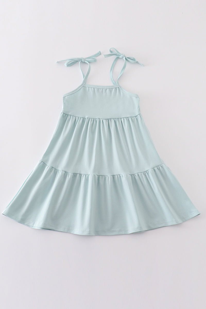 Blue tiered strap girl dress - Ella Jane Lifestyle Boutique