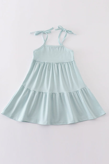 Blue tiered strap girl dress - Ella Jane Lifestyle Boutique