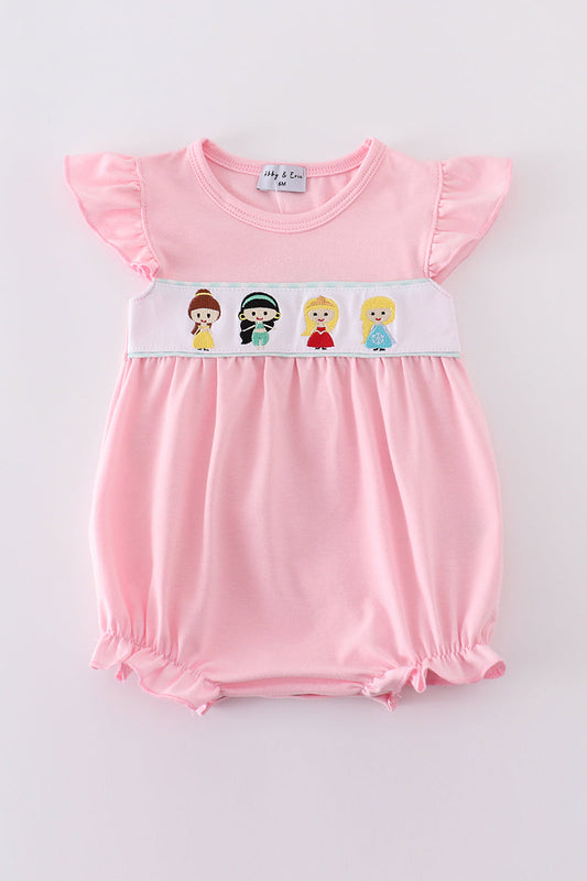 Pink princess embroidery girl bubble - Ella Jane Lifestyle Boutique