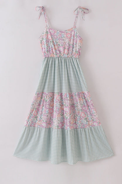 Garden gingham mom&me tiered dress - Ella Jane Lifestyle Boutique