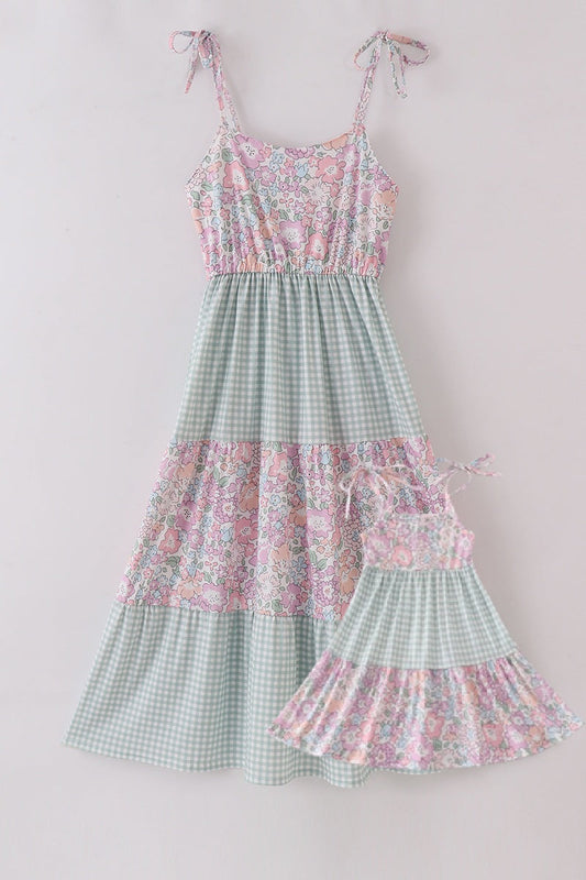Garden gingham mom&me tiered dress - Ella Jane Lifestyle Boutique