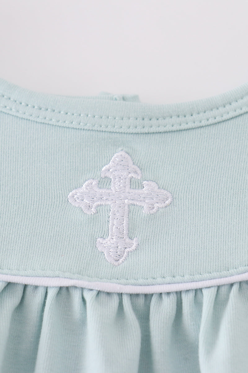 Blue cross embroidery bloomer set - Ella Jane Lifestyle Boutique