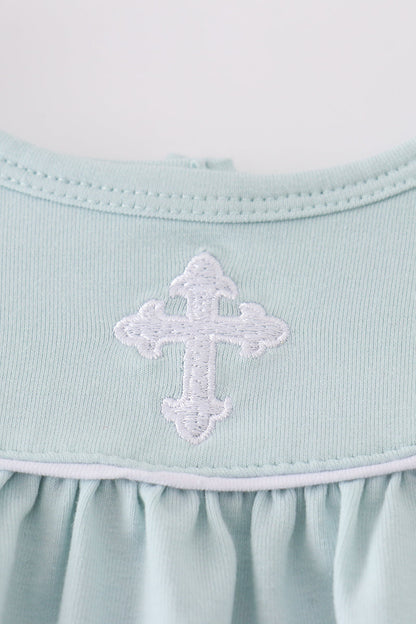Blue cross embroidery bloomer set - Ella Jane Lifestyle Boutique