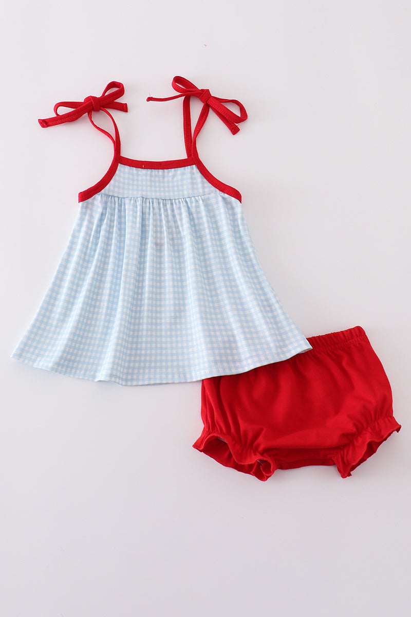 Gingham star embroidery bloomer set - Ella Jane Lifestyle Boutique