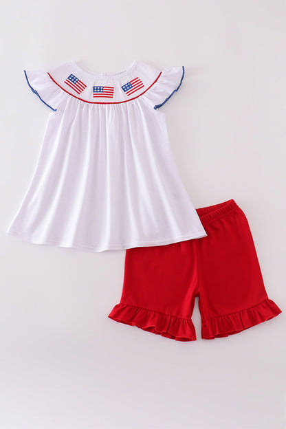 Conjunto corto fruncido con bordado de bandera