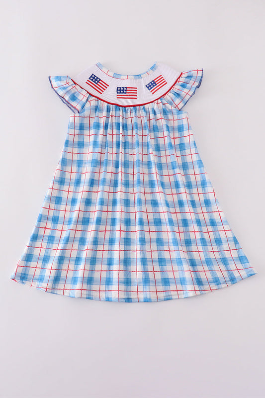 Vestido fruncido con bordado de bandera