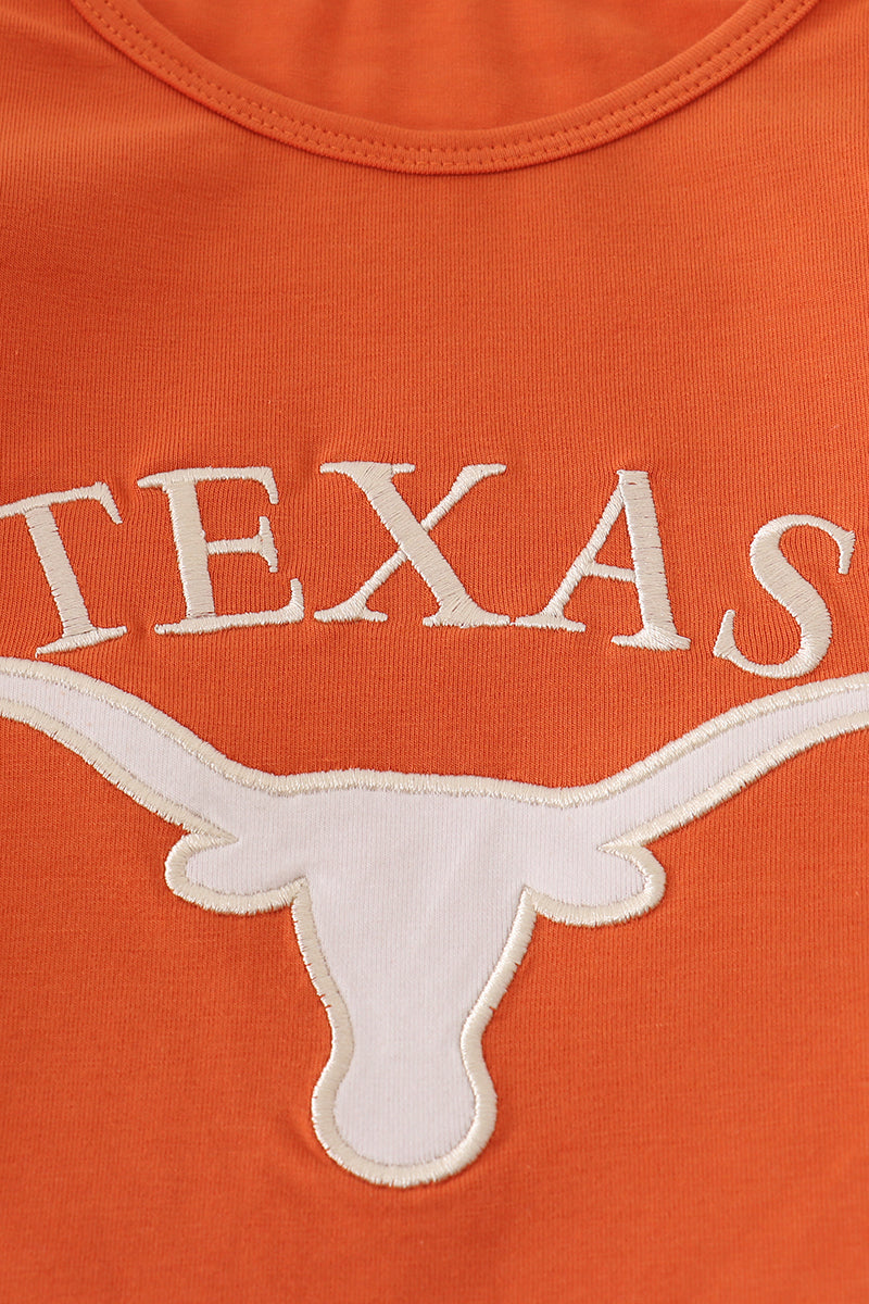Rust Texas Embroidery Bow Girl’s Skort Set