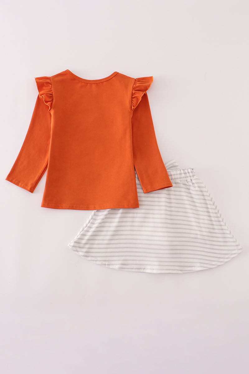 Rust Texas Embroidery Bow Girl’s Skort Set
