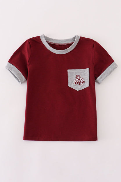 Maroon Mississippi embroidery boy top