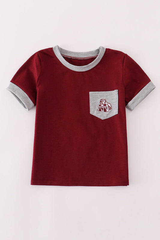 Maroon Mississippi embroidery boy top