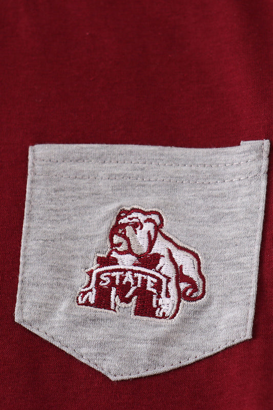 Maroon Mississippi embroidery boy top