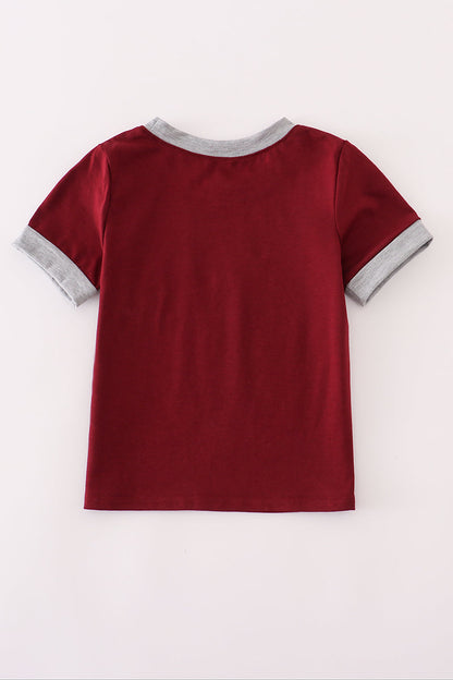 Maroon Mississippi embroidery boy top