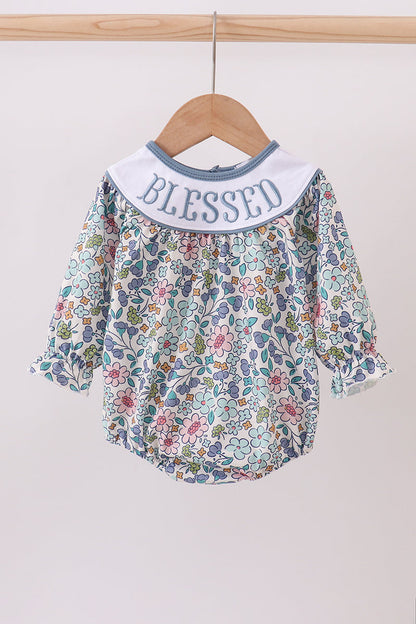 Blue floral blessed embroidery bubble