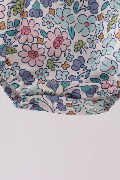 Blue floral blessed embroidery bubble