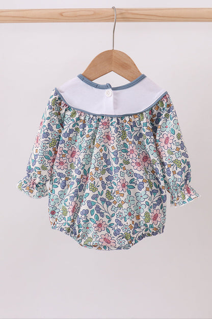 Blue floral blessed embroidery bubble