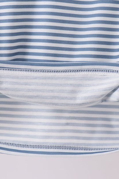Blue stripe blessed embroidery top