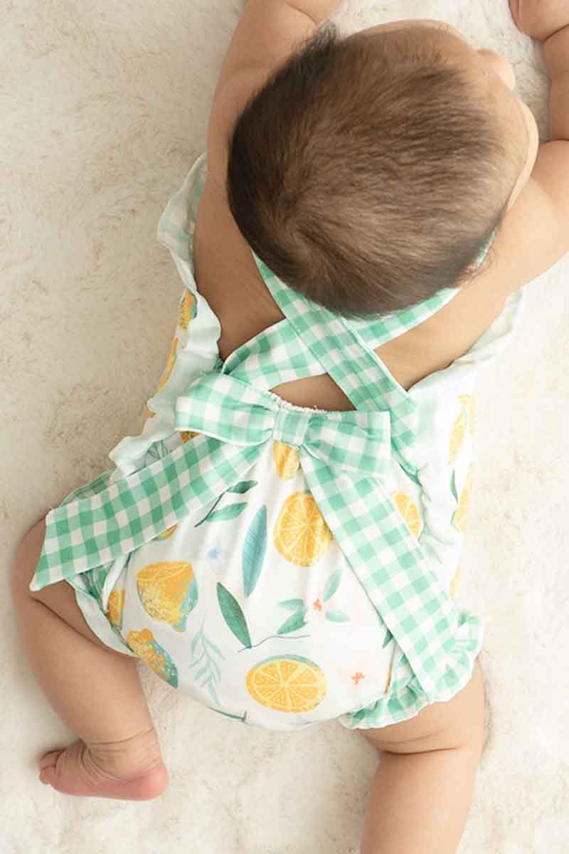 Green lemon pirnt girl bubble - Ella Jane Lifestyle Boutique