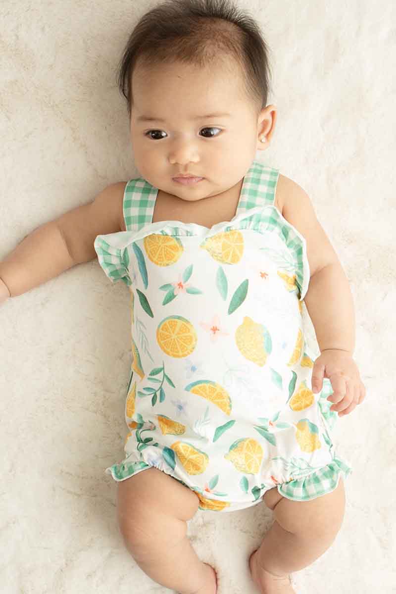 Green lemon pirnt girl bubble - Ella Jane Lifestyle Boutique