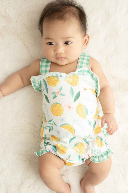 Green lemon pirnt girl bubble - Ella Jane Lifestyle Boutique