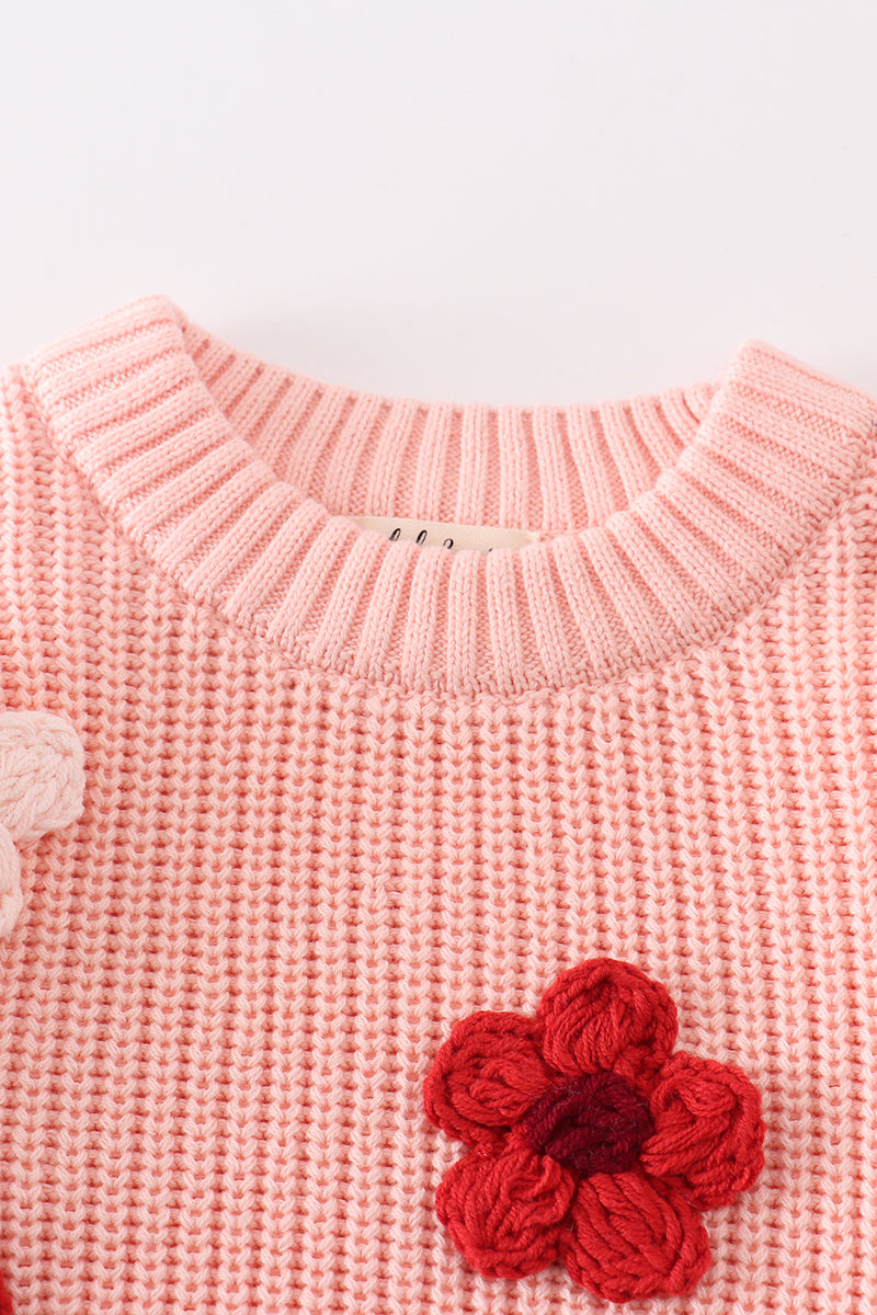 Pink floral hand-embroidery jumper sweater - Ella Jane Lifestyle Boutique