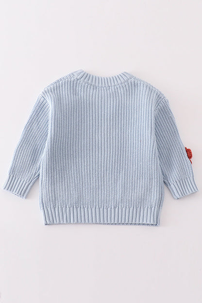 Blue floral hand-embroidery jumper sweater - Ella Jane Lifestyle Boutique