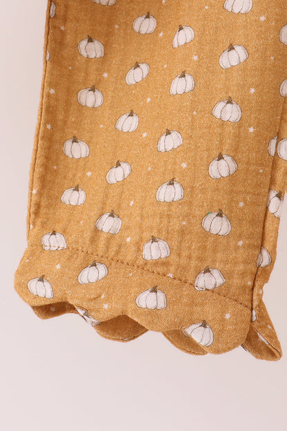 Premium pumpkin print muslin pants set