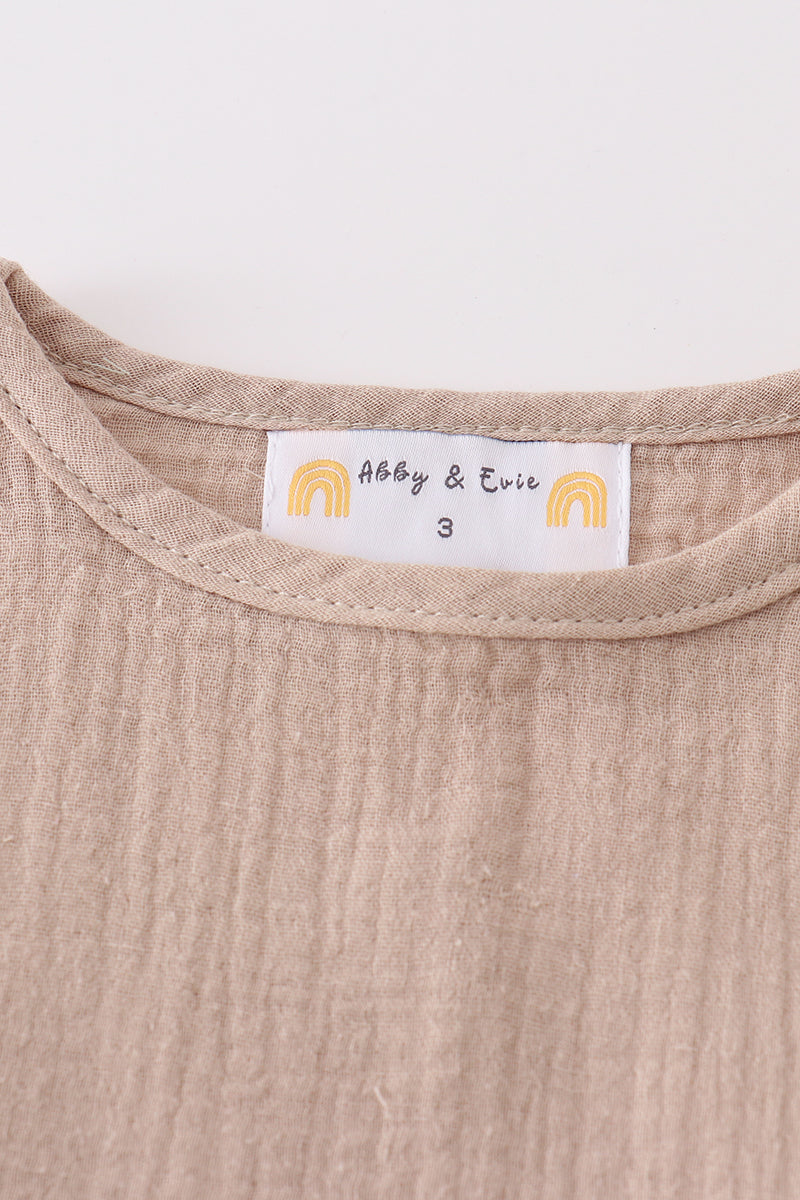 Premium Beige muslin boy shorts set - Ella Jane Lifestyle Boutique