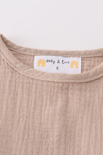Premium Beige muslin boy shorts set - Ella Jane Lifestyle Boutique