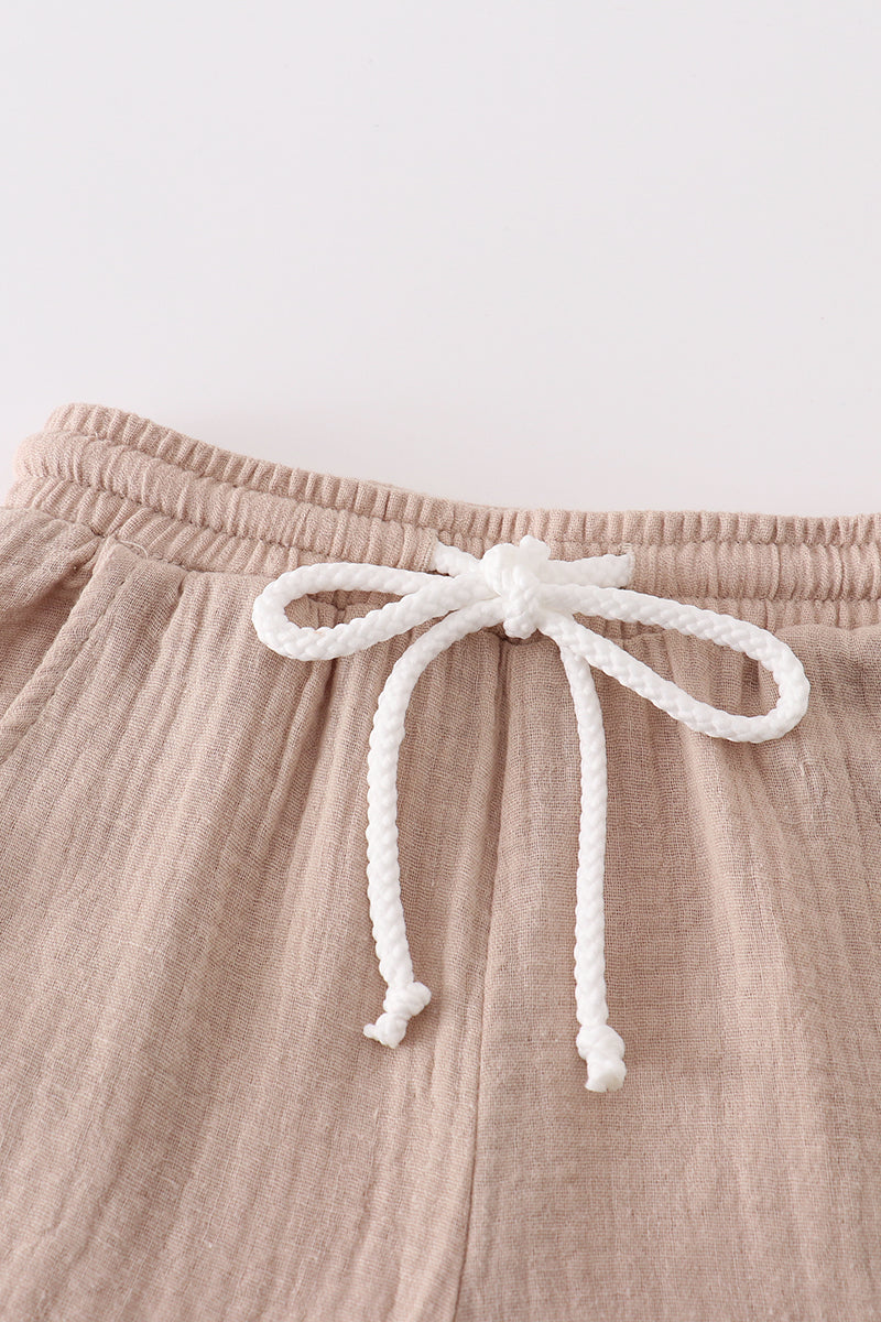 Premium Beige muslin boy shorts set - Ella Jane Lifestyle Boutique