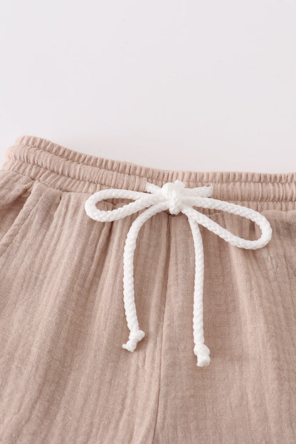 Premium Beige muslin boy shorts set - Ella Jane Lifestyle Boutique
