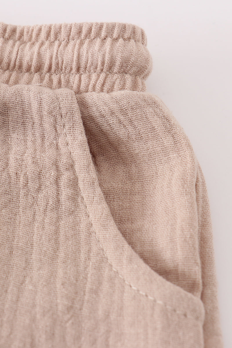 Premium Beige muslin boy shorts set - Ella Jane Lifestyle Boutique