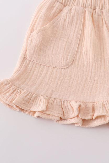 Premium Apricot muslin bow shorts set - Ella Jane Lifestyle Boutique