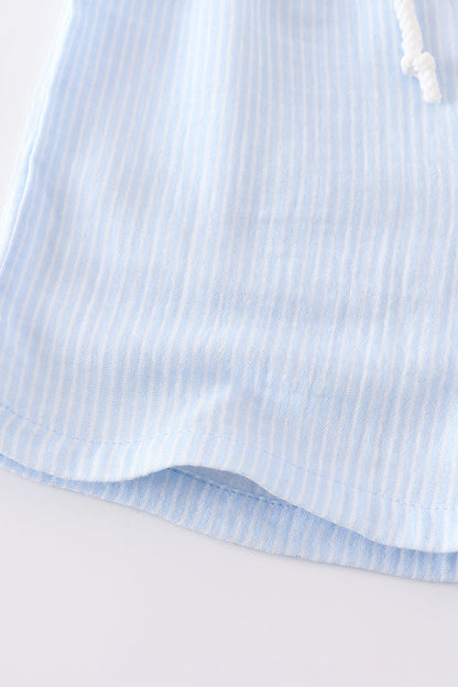 Premium Blue muslin stripe boy shorts set - Ella Jane Lifestyle Boutique