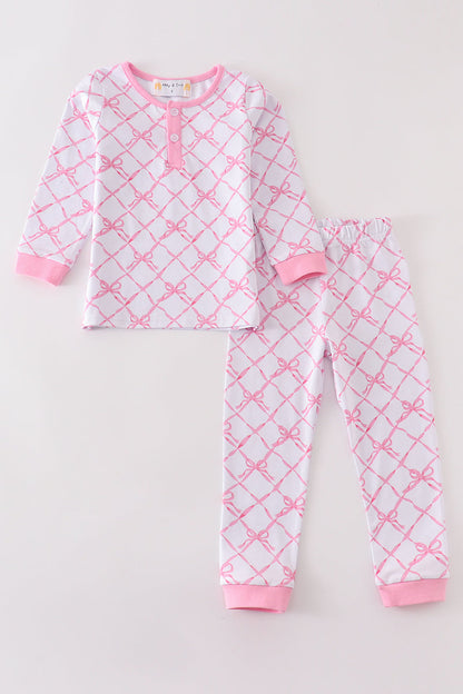 Premium Pink bow tie girl pajama set - Ella Jane Lifestyle Boutique