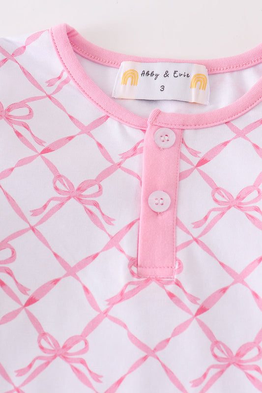 Premium Pink bow tie girl pajama set - Ella Jane Lifestyle Boutique