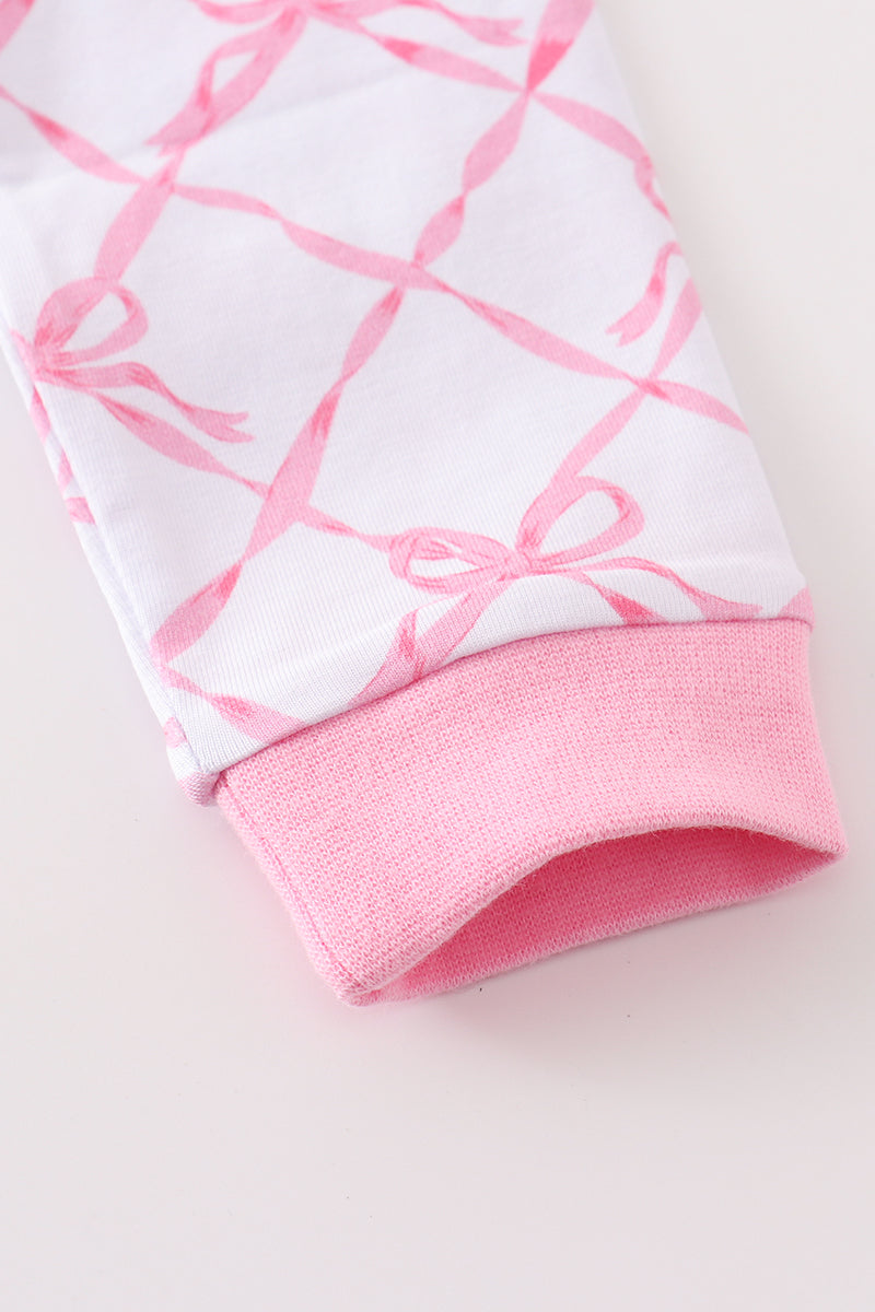 Premium Pink bow tie girl pajama set - Ella Jane Lifestyle Boutique