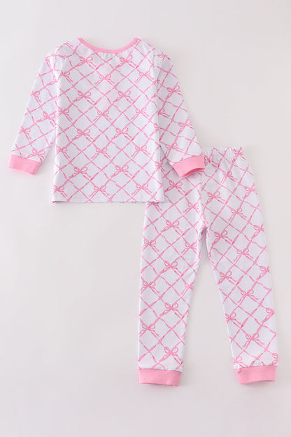 Premium Pink bow tie girl pajama set - Ella Jane Lifestyle Boutique
