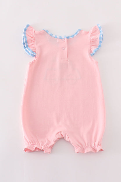 Pink truck pumpkin embroidery girl romper - Ella Jane Lifestyle Boutique