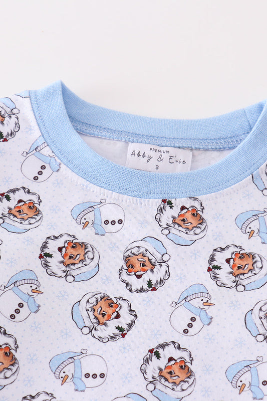 Premium blue christmas santa claus print boy pajama set - Ella Jane Lifestyle Boutique