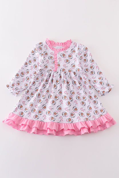 Premium pink christmas santa claus print girl pajama gown - Ella Jane Lifestyle Boutique