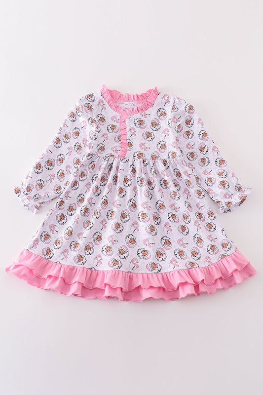 Premium pink christmas santa claus print girl pajama gown - Ella Jane Lifestyle Boutique
