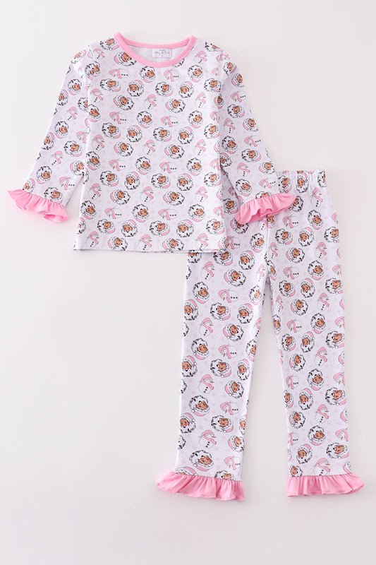 Premium pink christmas santa claus print girl pajama set - Ella Jane Lifestyle Boutique