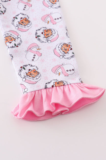 Premium pink christmas santa claus print girl pajama set - Ella Jane Lifestyle Boutique