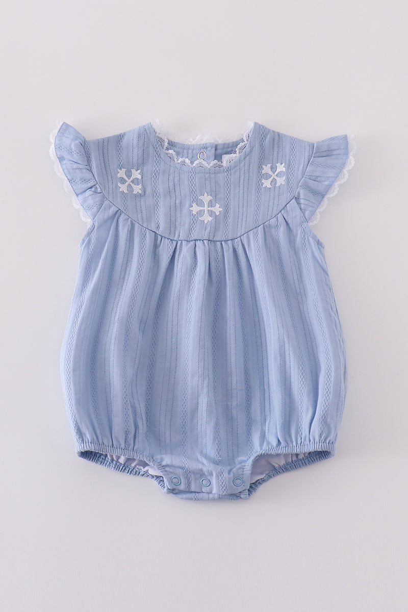 Premium blue cross embroidery bubble - Ella Jane Lifestyle Boutique