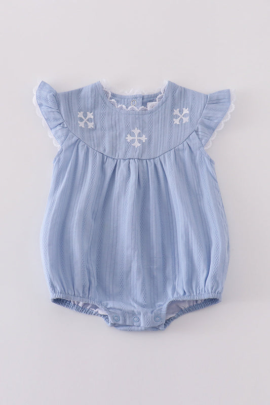 Premium blue cross embroidery bubble - Ella Jane Lifestyle Boutique