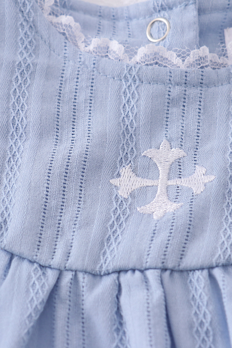 Premium blue cross embroidery bubble - Ella Jane Lifestyle Boutique