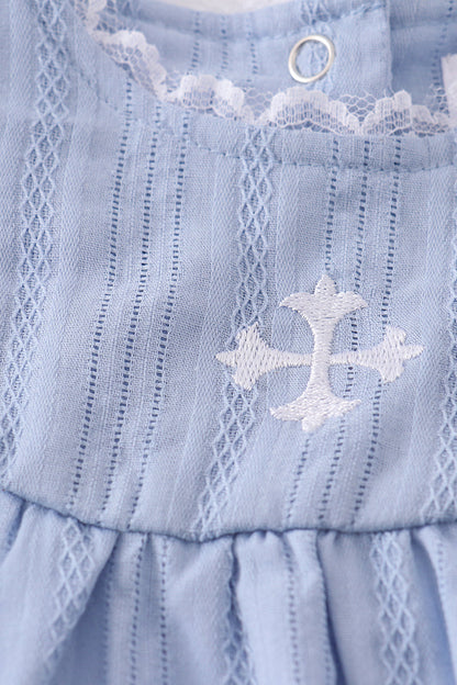 Premium blue cross embroidery bubble - Ella Jane Lifestyle Boutique