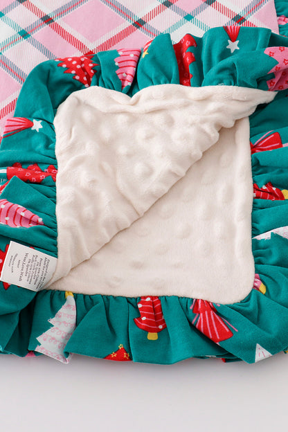 Platinum Pink plaid ruffle soft knitted blanket - Ella Jane Lifestyle Boutique