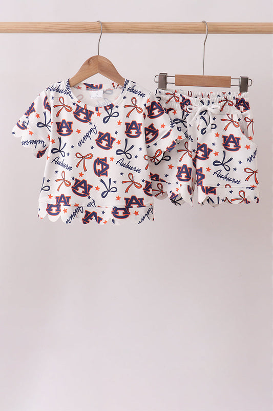 Auburn Scalloped Shorts Girls Set