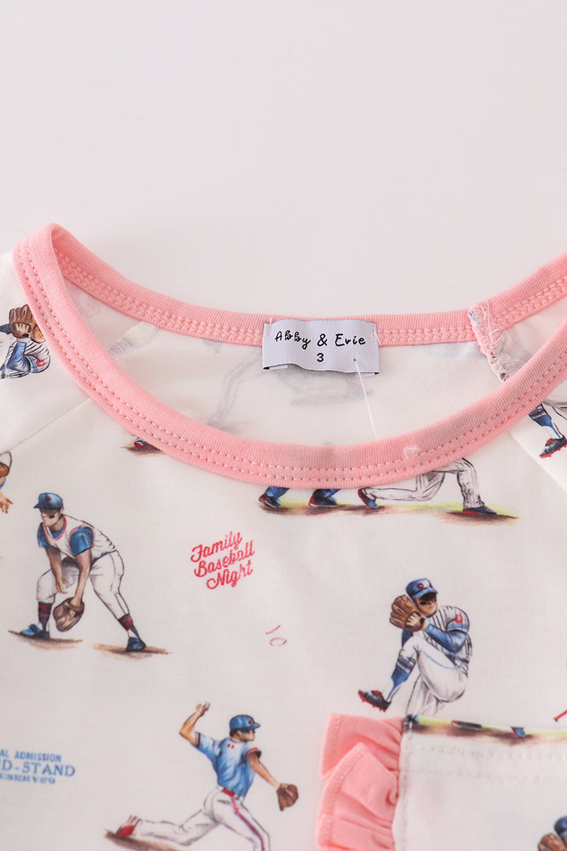 Baseball print girl pajam set - Ella Jane Lifestyle Boutique